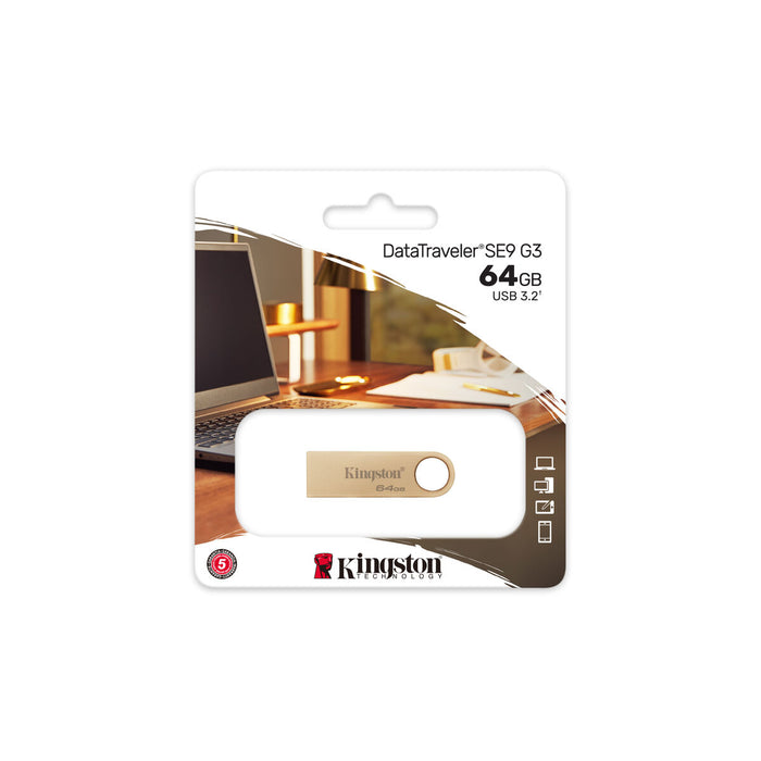 Memória USB Kingston DTSE9G3/64GB 64 GB Dourado